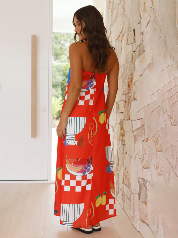 Levoire | Femme top tube imprimé jupe longue mode sexy robe de vacances