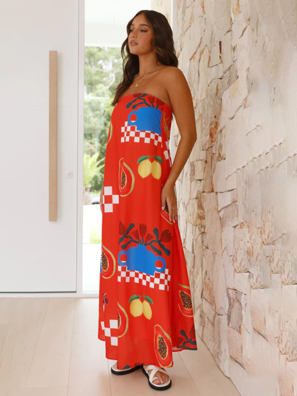 Levoire | Femme top tube imprimé jupe longue mode sexy robe de vacances