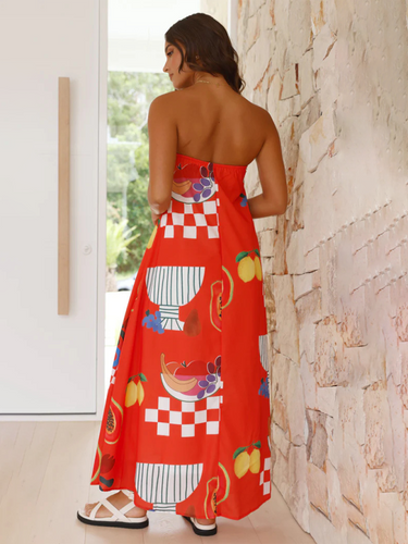 Levoire | Femme top tube imprimé jupe longue mode sexy robe de vacances