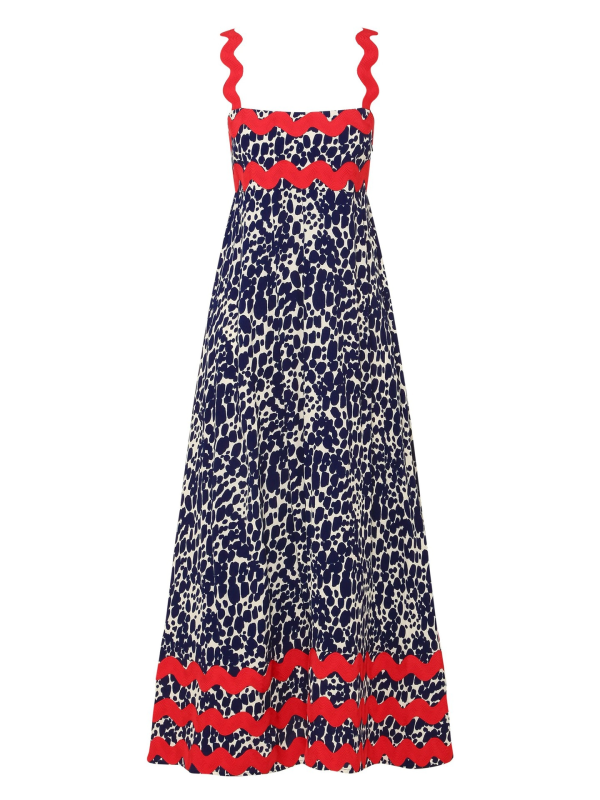 Levoire | Nouveau style petite fleur motif ondulé robe A-line