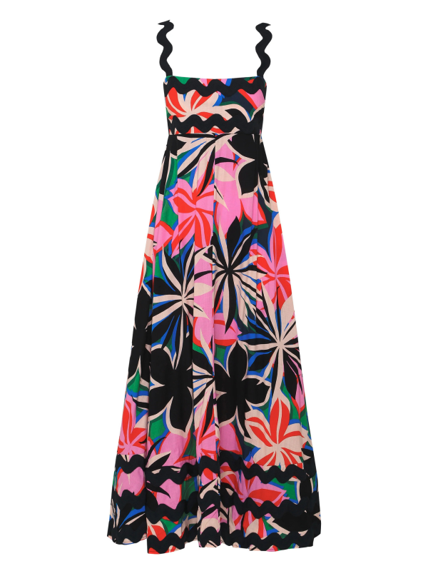 Levoire | Nouveau style petite fleur motif ondulé robe A-line