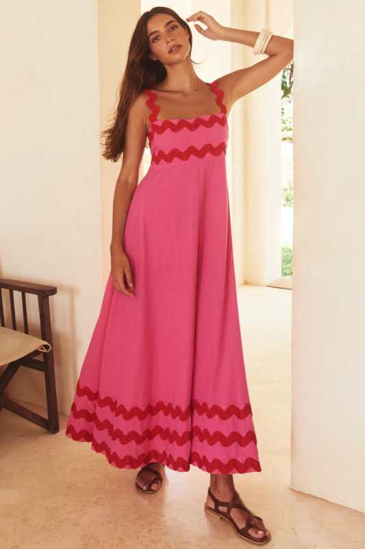 Levoire | Nouveau style petite fleur motif ondulé robe A-line