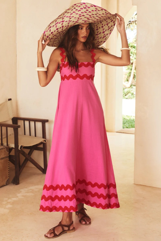 Levoire | Nouveau style petite fleur motif ondulé robe A-line