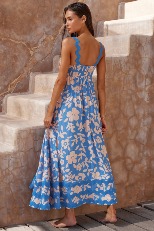 Levoire | Nouveau style petite fleur motif ondulé robe A-line