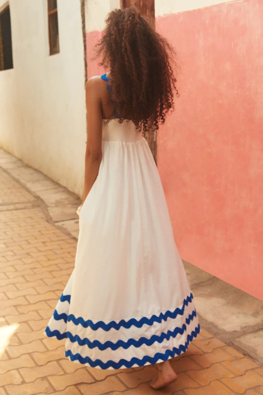 Levoire | Nouveau style petite fleur motif ondulé robe A-line