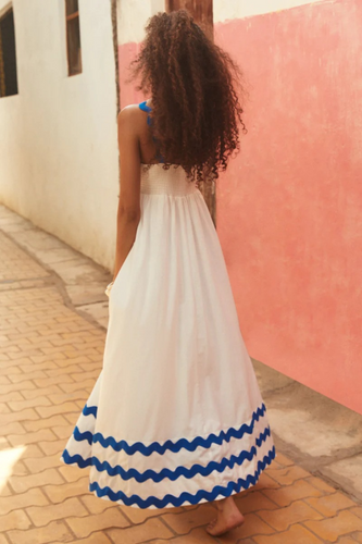 Levoire | Nouveau style petite fleur motif ondulé robe A-line