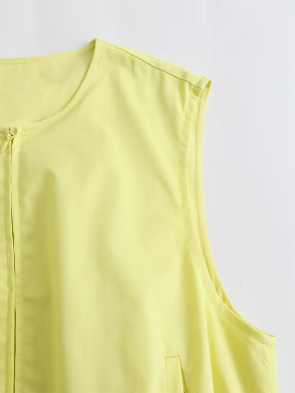 Levoire | Nouveau blaser à poches en forme de ballon avec fermeture éclair et col rond / jupe à fronces