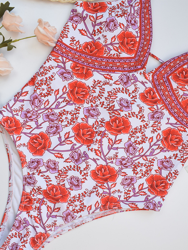 Levoire | Nouvelle Sexy Rétro Motif Floral Une-pièce Maillot de Bain