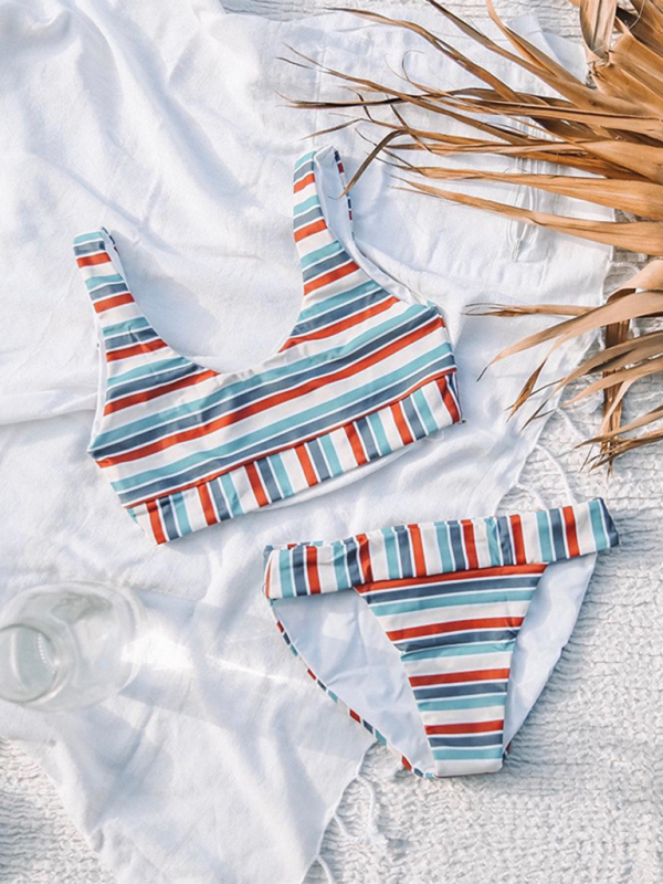 Levoire | Nouveau maillot de bain deux pièces à taille haute rayé pour femmes
