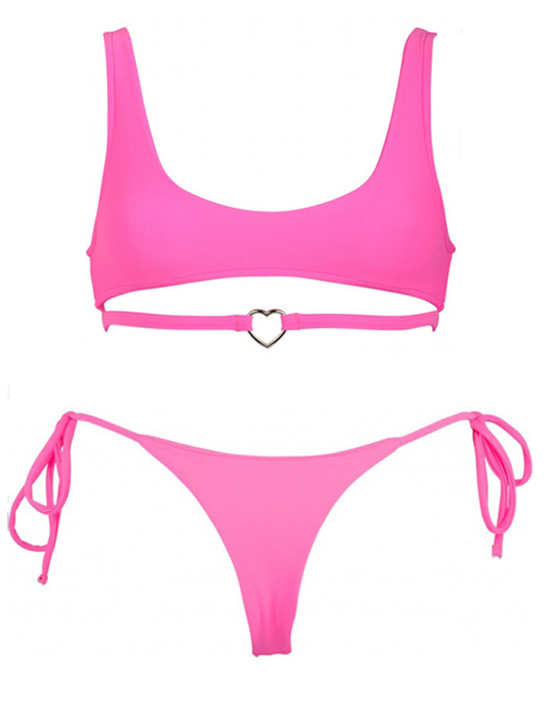 Levoire | Nouveau maillot de bain deux pièces couleur unie bague d'amour maillot de bain