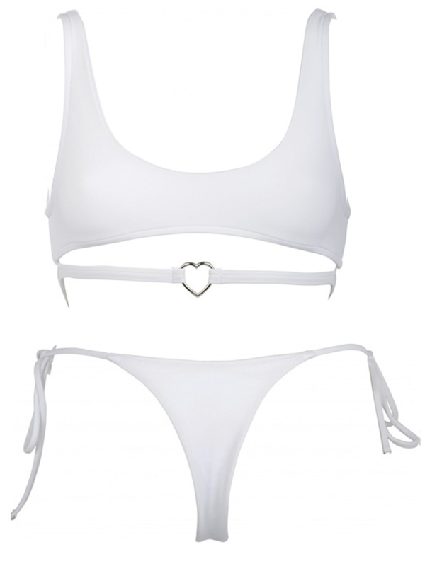 Levoire | Nouveau maillot de bain deux pièces couleur unie bague d'amour maillot de bain