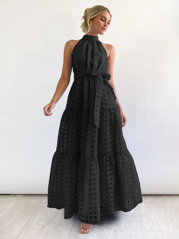 Levoire | Nouvelle Mode Robe dos nu unie Noir