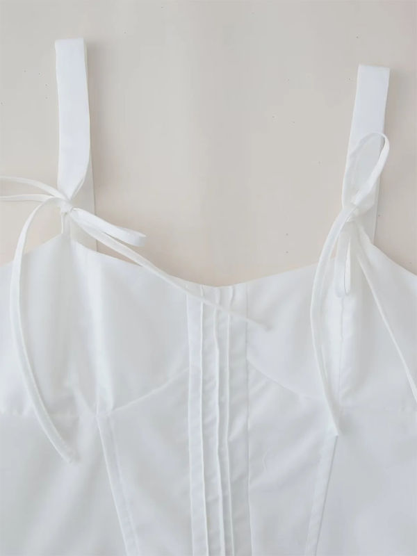 Levoire | Nouveau haut spaghetti slim-fit blanc avec nœud
