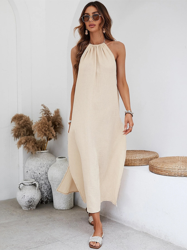 Levoire | Nouveau style décontracté Design grande robe de vacances à dos nu halter