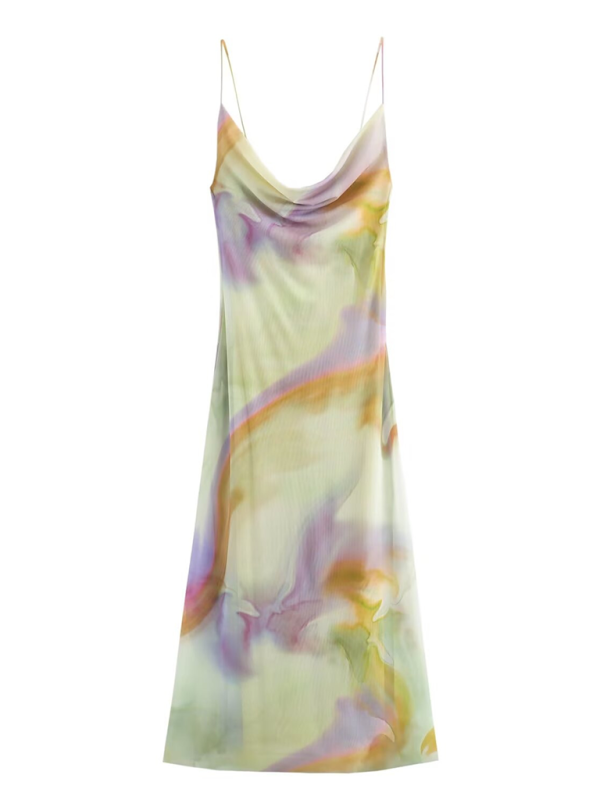 Levoire | Design élégant et stylé avec motifs animaliers, robe sexy à dos ouvert et sans manches Vert clair