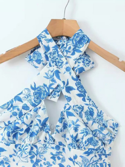 Levoire | Robe imprimée décontractée stylée sans manches avec décolleté