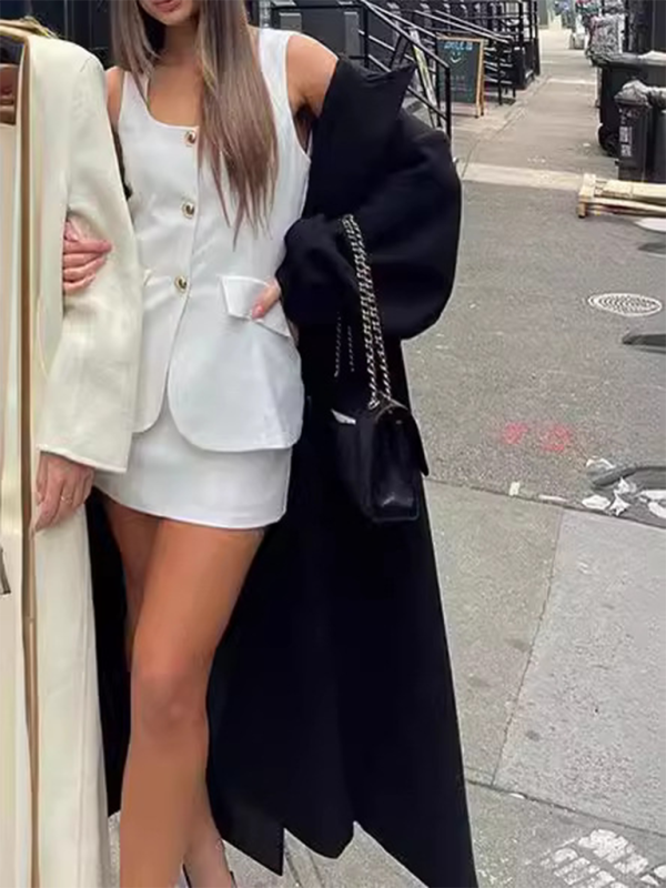 Levoire | Nouvelle haut sans manches à col carré unilatéral Slim Fit Taille basse Sexy Mode Femme Robe Fendue