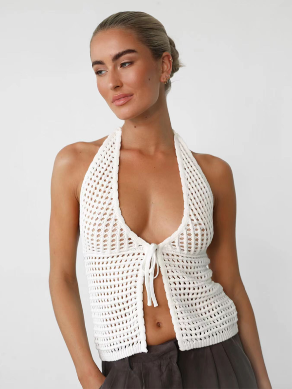 Levoire | Élégant, sexy et confortable gilet à lacets avec le dos ouvert Blanc