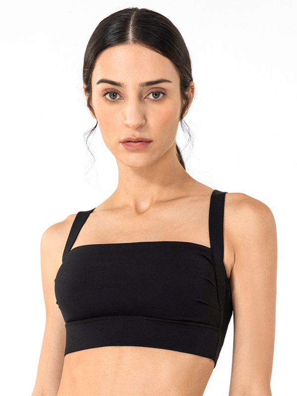 Levoire | Anti-Hohlrygg-correcteur de posture avec rembourrage de poitrine brassière de fitness soutien-gorge de dos top de yoga soutien-gorge Musta