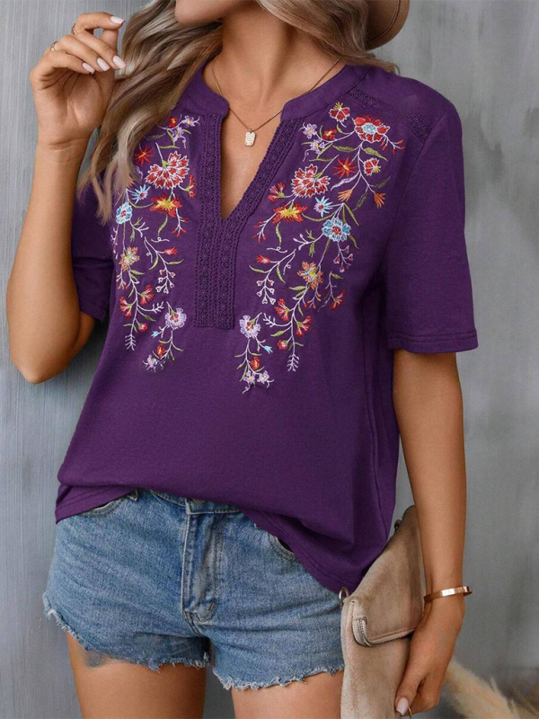 Levoire | Nouvelle mode féminine top en dentelle brodé Violet