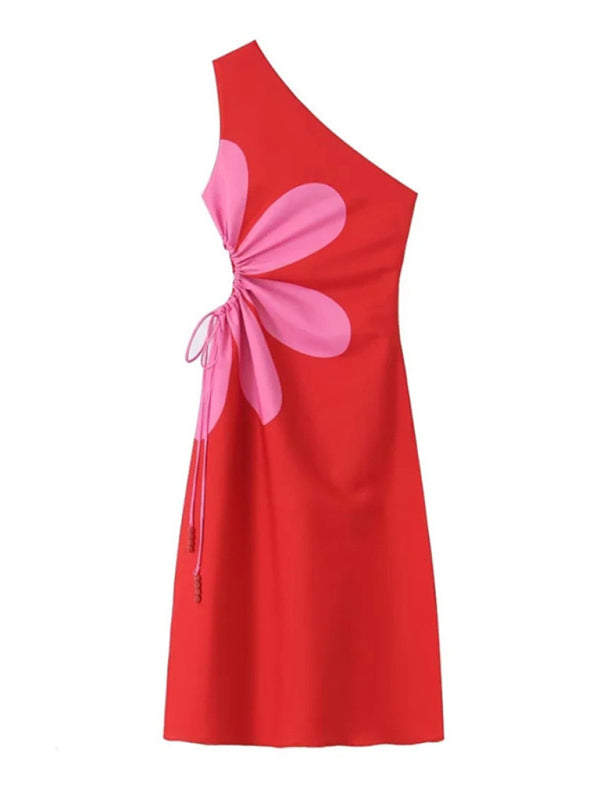 Levoire | Nouvelle robe à compression simple avec placement de trous pour femmes Rot