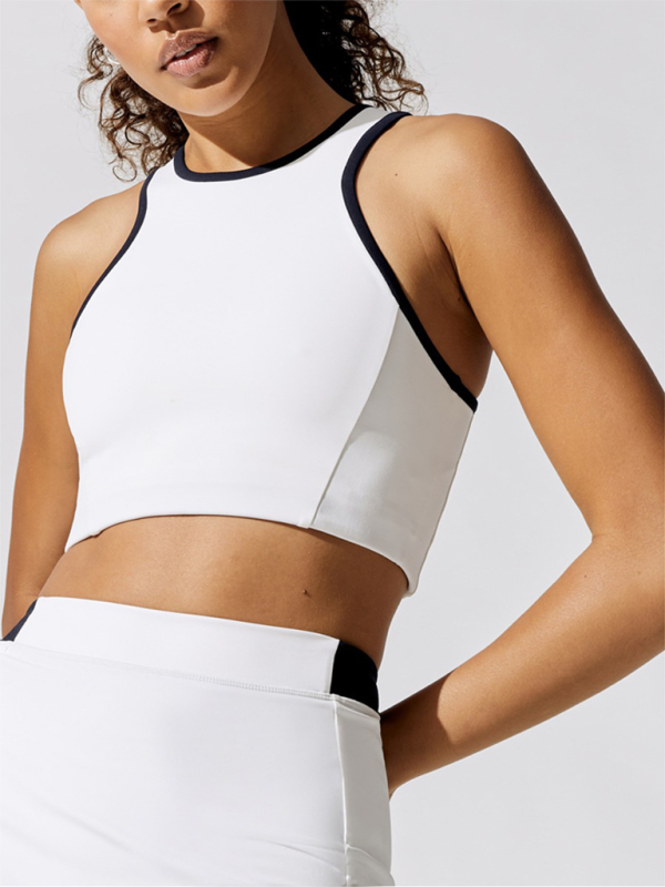 Levoire | Uusi femmes sport course yoga vêtements absorbant l'humidité respirant top (avec poche poitrine) Blanc