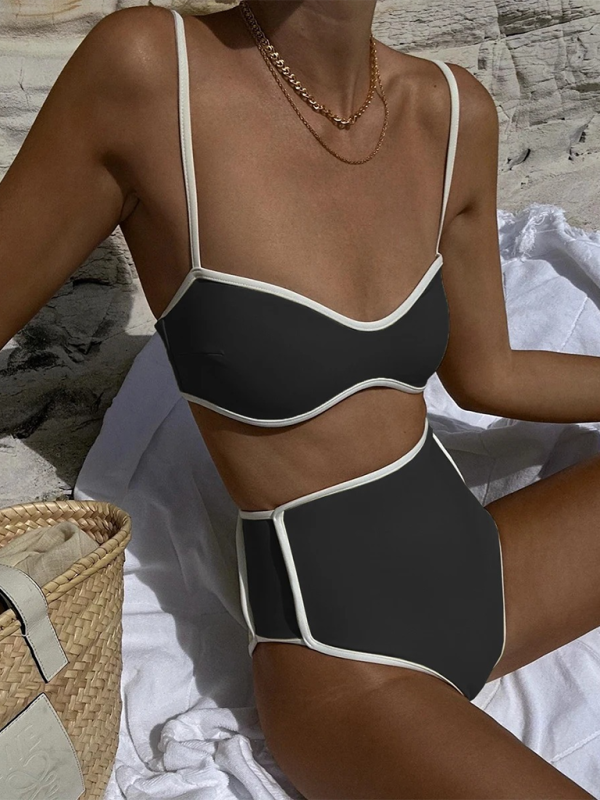 Levoire | Nouvelle comparaison de couleur pour femmes maillot de bain sexy à taille haute à deux pièces Musta