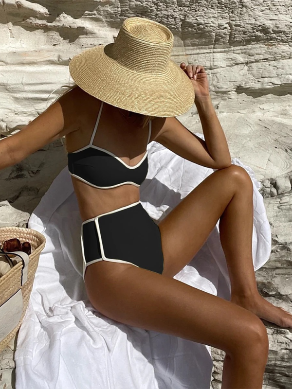 Levoire | Nouvelle comparaison de couleur pour femmes maillot de bain sexy à taille haute à deux pièces