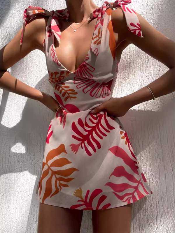 Levoire | Nouvelle robe sexy courte pour femmes avec imprimé Orange Rouge