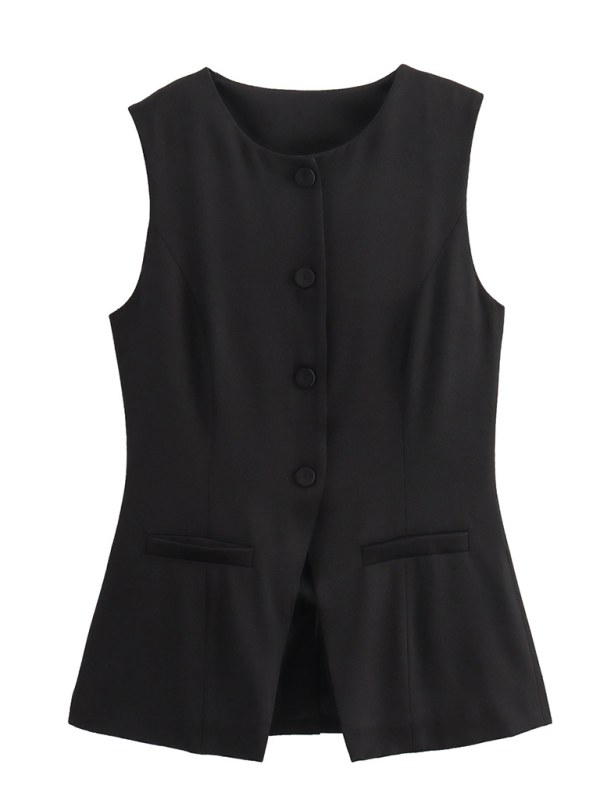 Levoire | Femme décontractée nouveau gilet étroit à col V à un bouton + short ensemble mode