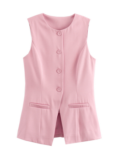 Levoire | Femme décontractée nouveau gilet étroit à col V à un bouton + short ensemble mode