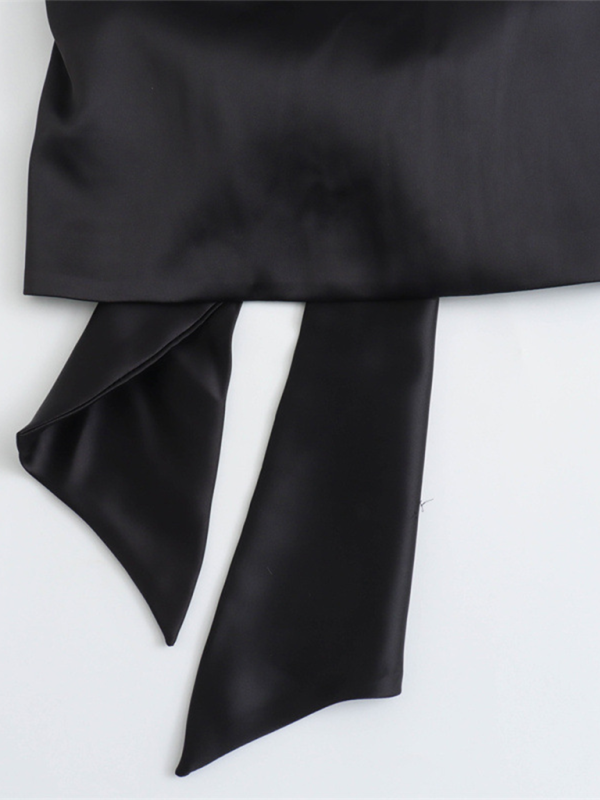 Levoire | Nouvelle mode femme polyvalente top en satin orné d'un nœud