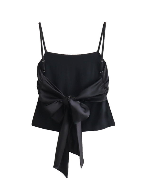 Levoire | Nouvelle mode femme polyvalente top en satin orné d'un nœud