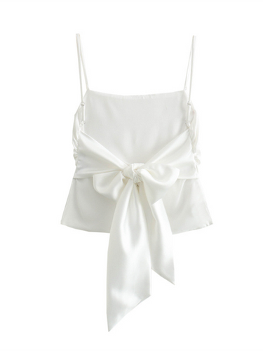 Levoire | Nouvelle mode femme polyvalente top en satin orné d'un nœud