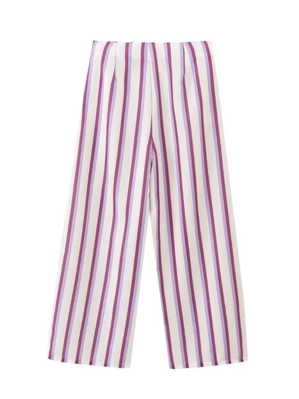 Levoire | Nouvel ensemble top à bretelles spaghetti et pantalon rayé imprimé pour femmes