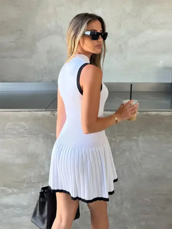 Levoire | Nouvelle robe mini tricotée pour femmes mode col rond volants robe en A