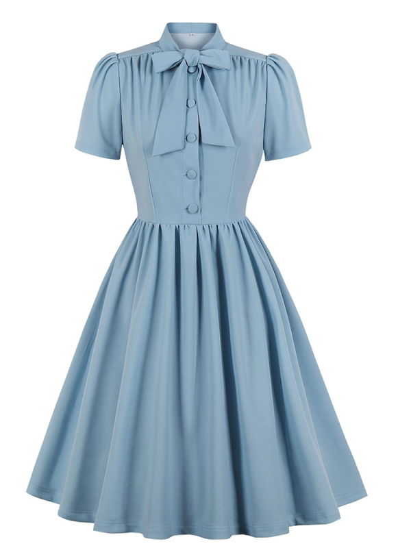 Levoire | Robe en chiffon unie avec ceinture pour femmes Kirkas bleu