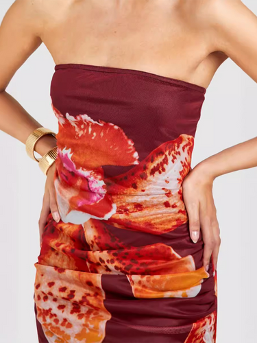 Levoire | Robe sexy sans manches à coupe ajustée avec imprimé en filet froissé