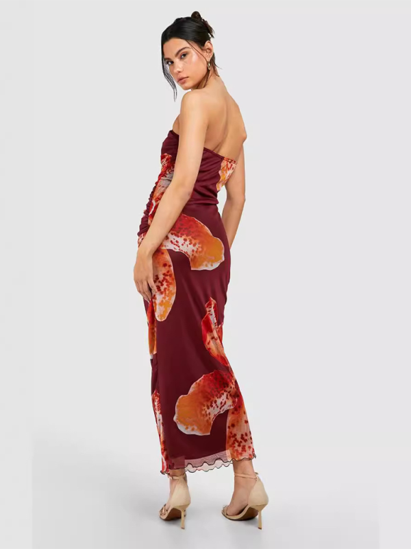 Levoire | Robe sexy sans manches à coupe ajustée avec imprimé en filet froissé
