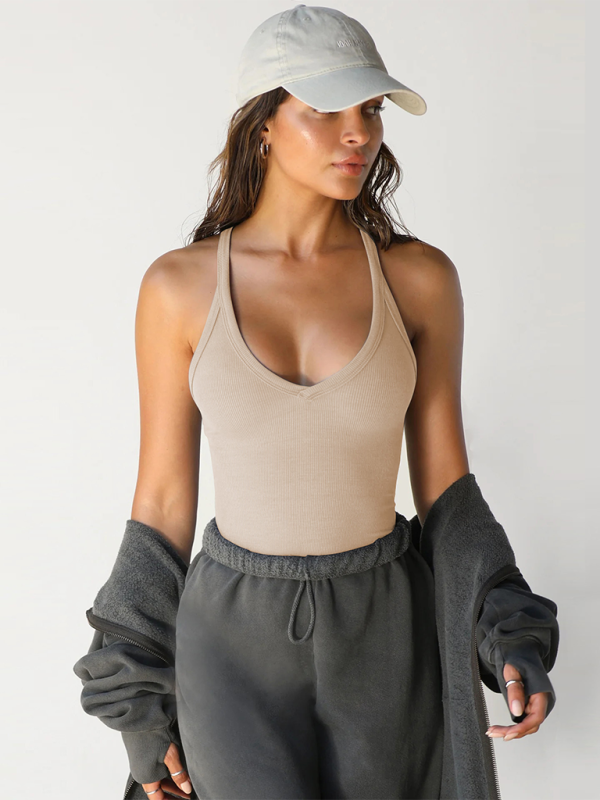 Levoire | Nouveau gilet tricoté pour femmes ajuste sexy élancé type intérieur Cracker kaki