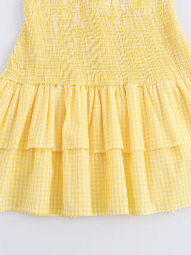 Levoire | Nouvelle Femme à Carreaux V-Décolleté Robe Courte