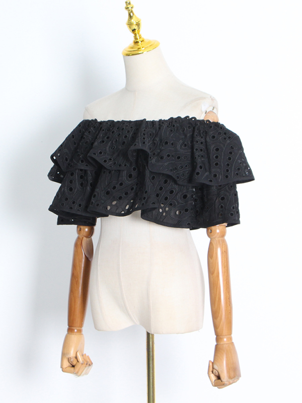 Levoire | Nouveau style de tenue de plage rencontre blouse volang irrégulière + jupe à ourlet fish-tail taille haute set