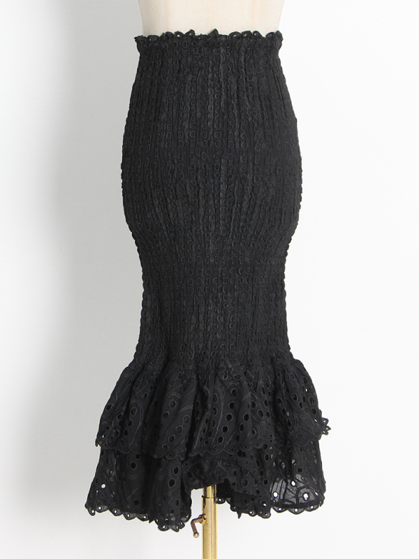 Levoire | Nouveau style de tenue de plage rencontre blouse volang irrégulière + jupe à ourlet fish-tail taille haute set