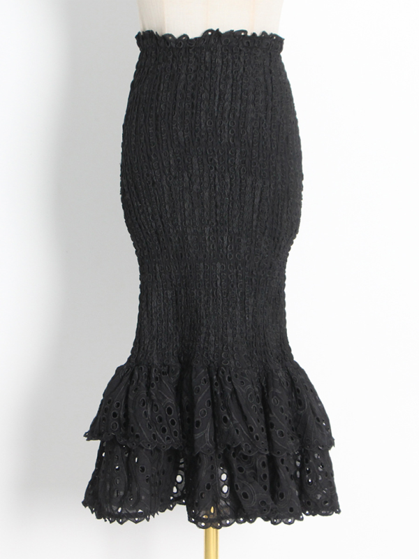 Levoire | Nouveau style de tenue de plage rencontre blouse volang irrégulière + jupe à ourlet fish-tail taille haute set