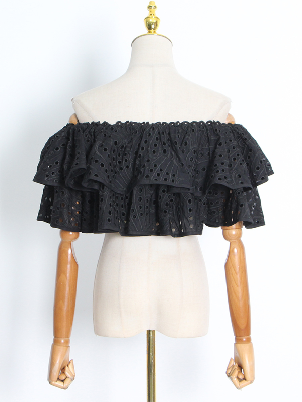Levoire | Nouveau style de tenue de plage rencontre blouse volang irrégulière + jupe à ourlet fish-tail taille haute set
