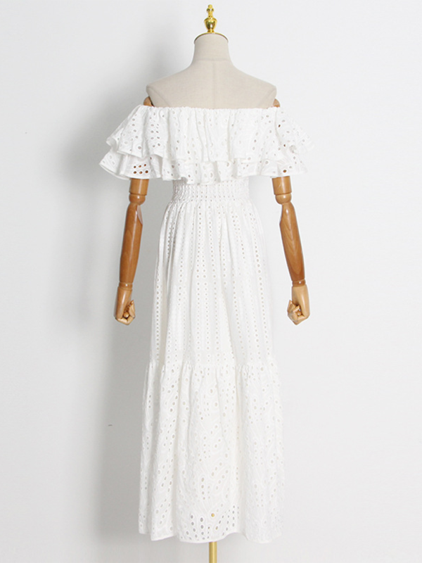 Levoire | Nouvelle robe longue pour femmes brodée en tissu de lotus réversible Blanc