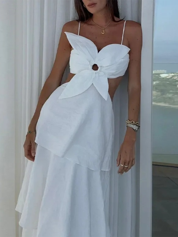 Levoire | Nouvelle robe femme à fleurs plissée sans manches taille haute