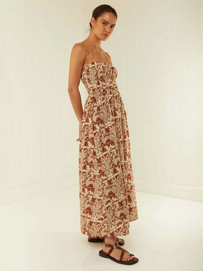 Levoire | Robe décontractée imprimée à épaule dénudée