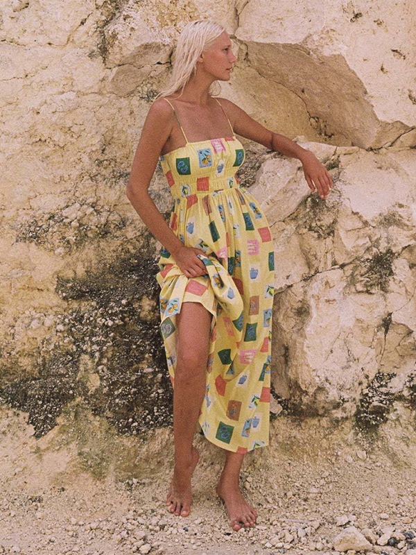 Levoire | Robe décontractée imprimée à épaule dénudée