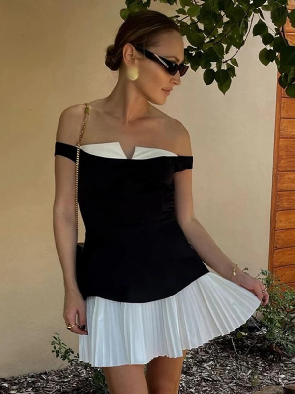Levoire | Femme élégante sexy sans manches dégradé plissé sans bretelles robe courte